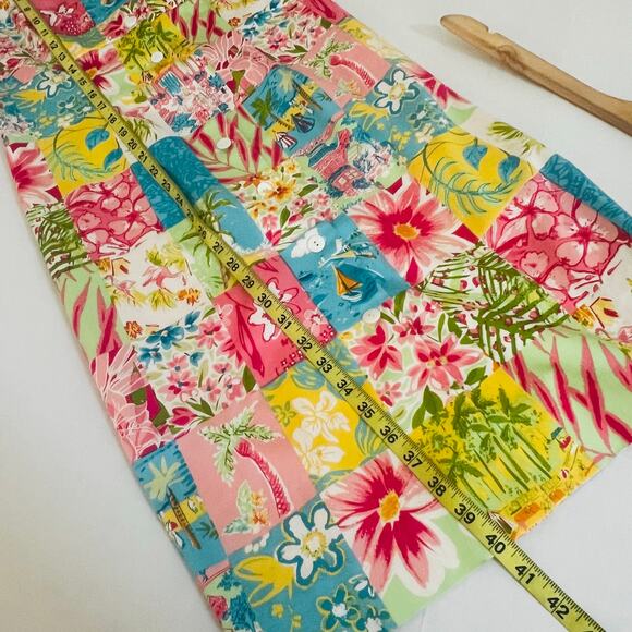 Sharon Young Patchwork Floral Tropical Print Sleeveless Shirt Dress Size 4 - Picture 5 of 7